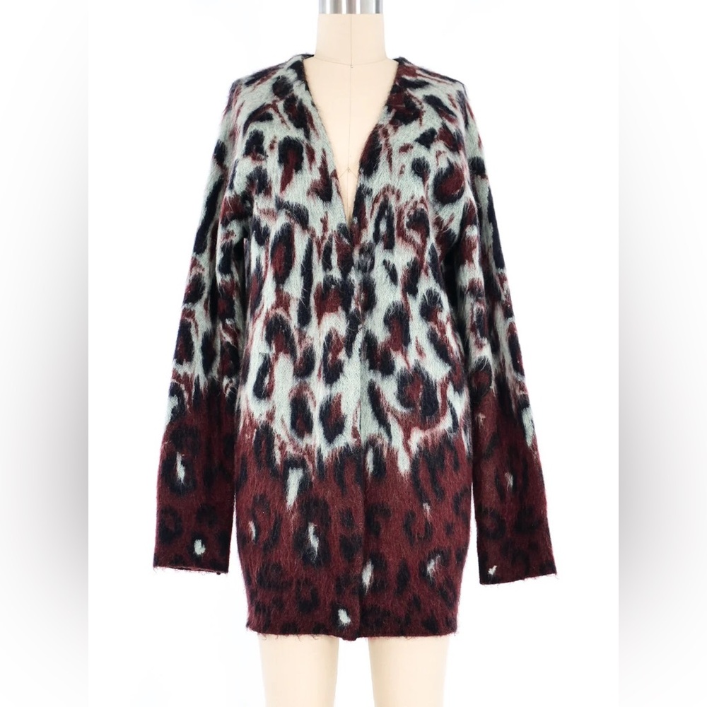 Balenciaga Paris Mohair Leopard Print Cardigan Size 42
